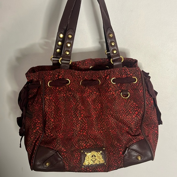 JUICY COUTURE Y2K BROWN BURGUNDY MALIBU DAYDREAMER BAG - Picture 8 of 16